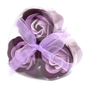 Såpeblomst Roser i Hjerteboks - 3stk x 6 - Lavendel Rose