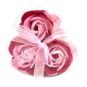 Såpeblomst Roser i Hjerteboks - 3stk x 6 - Rosa Rose