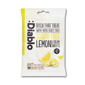 Diablo Sukkerfrie Drops med Smak Av Sitron Og Fløte 75g
