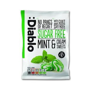 Diablo Sukkerfrie Drops Med Smak Av Mint og Fløte 75g